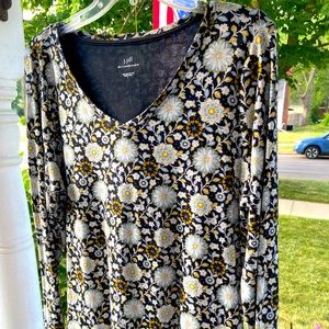 J.Jill V-neck Cotton Tee, Large